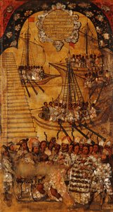 La conquista de México. Tabla XXIV de Miguel Gonzales